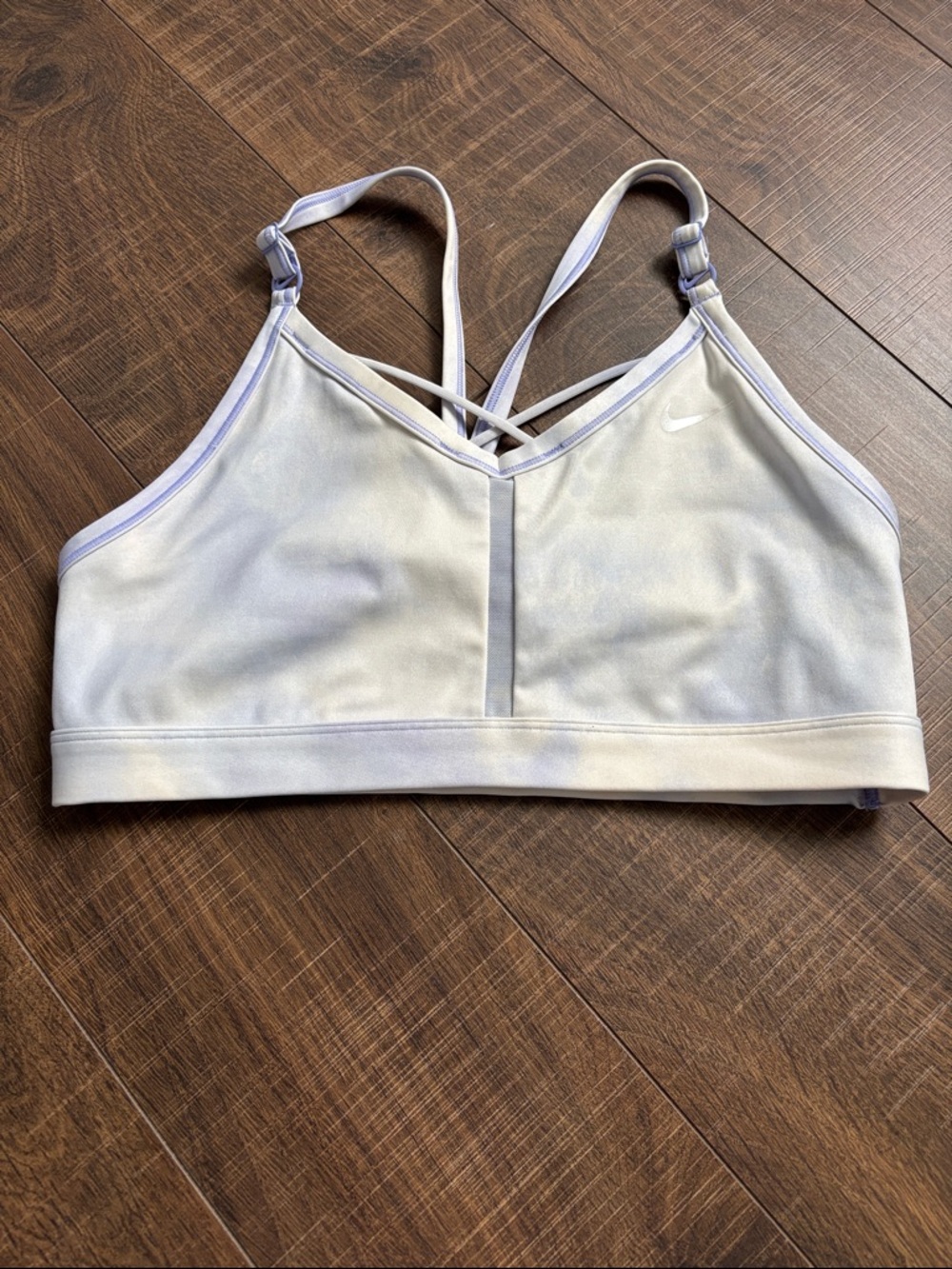Nike Dry Fit Light Gray/Lilac Strappy Sports Bra